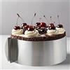Elalove Anello per torta regolabile con manico e scala, rotondo, in acciaio inox, argento