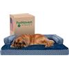 FurHaven Letto rinfrescante per cani di taglia grande, con cuscini rimovibili e fodera lavabile, per cani fino a 56,7 kg, comodo divano in peluche e tessuto, decorativo, blu diamante, Jumbo Plus/XXL