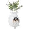 FANTASK Lettiera per gatti 2 in 1, 63 l, eliminazione intelligente degli odori e sterilizzazione con tenda per porta, stile vaso di fiori con pianta artificiale, ciottoli e pala