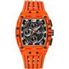 NAVIFORCE - Orologio da polso da uomo, alla moda, sportivo, rettangolare, cronografo, impermeabile, luminoso, calendario, cinturino in silicone, orologio al quarzo per uomo, Arancione, Cinturino
