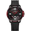 NAVIFORCE Orologio da polso analogico al quarzo, impermeabile, per studenti, ragazzi, uomini, cinturino in silicone, data-settimana, Nero e rosso, Cinturino