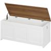 HOOBRO Cassapanca Portaoggetti, Scatola Contenitore con Coperchio Ribaltabile, Grande Capacità Multiuso, per Ingresso, Camera da Letto, Soggiorno, Bianco e Noce EWH141CW01