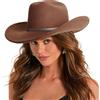 DRESHOW Cappello da Cowboy Donna Classico Cappello Western Retro a Tesa Larga Modellabile con Fibbia e Cintura Cappelli in Feltro Arrotolati Unisex