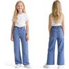 Baogaier Jeans Ragazze, Baggy Loose Fit Morbidi Pantaloni con Elasticizzati Vita Lunghi Denimjeans Bambina Casual Gamba Larga Azzurro Denim Pants Versatile Moda Vestiti per Ragazza 6-7 Anni