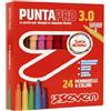 Seven Pennarelli Scuola Puntapro 3.0 - Scatola da 24 Pz, Pennarelli a Colore, Super Washable, Bambini e Ragazzi