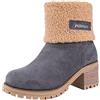 Hitmars Stivali Donna Invernali Stivaletti Camoscio Boots con Tacco Largo 6CM Stivali Foderati Caldi Scarpe Eleganti Comodi Moda Grigio EU 35