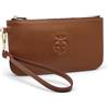Harigiò Pochette Unisex in Vera Pelle Colore Cuoio con Chiusura Lampo Metallica, Manico da Polso e a Mano Removibile con Moschettone per uno Stile Versatile e Pratico, Borsello da Uomo e Donna