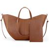 Demiawaking Borsa a tracolla da donna, borsa a mano tote in pelle, borsa a tracolla a forma di mezzaluna, borsa da donna, S, Cammello