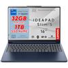 Lenovo Ideapad Slim5 Pc Portatile, Notebook i7 13620H, 32GB RAM DDR5, SSD 1TB, Display 16 WUXGA IPS FHD+, Computer Portatile, Laptop con Win11 Pro, Wi-Fi 6, Usb Thunderbolt, Tastiera Retroilluminata