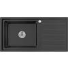 Omeere, 100 x 50 x 21 lavello da incasso con grande vasca, 50 x 40 cm, in acciaio inox 304, spessore materiale 0,9 mm, lavello da cucina, angolare, 1 vasca, scolapiatti R20 (scolapiatti a destra -