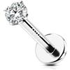 OUFER 16G Piercing Helix Filettato Interno Piercing Trago Argento 925 Conch Lobe Lip Stud Trasparente 2 mm CZ Gioielli Per Il Corpo 6 mm