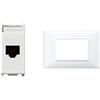Vimar 14339.6 Plana Presa Rj45 Netsafe Cat 6, Non Schermata, Cablaggio Universale T568A/B, 8 Contatti, Utp 110 & 14653.01 Placca 3 Moduli, Bianco