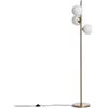 LEDKIA LIGHTING - Lampada da Terra Metallo e Vetro Moonlight Brass | 3 Lampade E27 | Design Unico per Interni | Altezza 148 cm, Oro, Metallo Cristallo