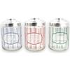 Generic Tris 3 barattoli in vetro Ermetici Sale, Zucchero, Caffè con TAPPI IN ALLUMINIO contenitori da 800 cc h. 13 cm CANVASS Porta spezie casa Cucina Moderno Vintage tondo