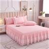 Homxi Copriletto Volant Matrimoniale(120 x 200 cm),Lenzuola Letto Matrimoniale Tinta Unita con Pizzo Lenzuola Estive Matrimoniali Rosa Chiaro