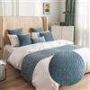 BJMAND Runner da letto e federa per cuscino abbinata, reversibile, per hotel, biancheria da letto, copriletto, protezione per la casa, decorazione per la casa (blu scuro, 45 x 210 cm, runner da letto