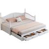 Billg Divano Letto 2 Posti, Divano Convertibile 90 x 190cm con Letto Estraibile 90 x 190cm, Divano Letto Matrimoniale in Legno Massello, Rete a Doghe e 2 Cassetti, Colonna Romana, Senza Materasso