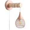 LEDKIA LIGHTING - Lampada da Parete Monah | Design Moderno | Compatibile con Lampadina LED E27 | Per Soggiorno, Cucina, Camera | Legno e Metallo, Rosa Pastello