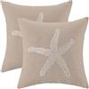 AEIOAE Set di 2 federe per cuscini con motivo costiera, 61 x 61 cm, motivo: stella marina, marrone chiaro, decorazione nautica, per interni ed esterni, casa, divano, camera da letto, soggiorno