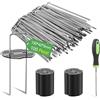 Graxury 100 Pezzi 15cm Ø 3mm Spilli da Giardino Resistenti con 100 Pezzi di Guarnizione - Chiodi in Acciaio Zincato per Fissare Paletti per Ancorare Tessuto Antierba Reti e Tubi con 1 Uncino a Punta