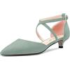 HDEUOLM Donna Basso Gattini Tacco Heel Chiusa a Punta Sandali Cinturino alla Caviglia Cinturino Incrociato Fibbia Pumps da Matrimonio Sexy Dress 3.5 CM Heels Scarpe Verde Scamosciato B 41 EU