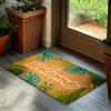 Brubaker Zerbino per Esterni e Interni - Welcome - 45 x 75 cm - Tappeto in 100% Fibra di Cocco con Foglie Verdi, Antisporco e Antisdrucciolo - Impermeabile - Ideale per Porta d'Ingresso - Marrone