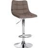CLP Sgabello Jerry in tessuto I Sgabello regolabile in altezza I Sedia girevole a 360° con schienale per cucina e salotto, Colore:tortora, Colore del telaio:cromo