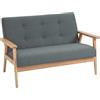 HOMCOM Divano 2 posti divano in lino stile scandinavo divano soggiorno con braccioli, gambe in legno, mini divano camera da letto, appartamento, piccolo spazio - dim. 115 x 66,5 x 73 cm, grigio