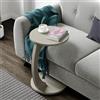 [en.casa] Tavolino da Divano (AxØ) 56 x 38 cm Tavolino Basso a Forma di C - Consolle con 4 Rotelle e Piano Rotondo - Colore Arenaria