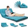 RELAX4LIFE Divano 2 Posti Trasformabile in Letto con 2 Cuscini da Pavimento, Design Pieghevole e Salvaspazio e Schienale Regolabile in 6 Livelli (Turchese)
