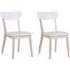 Beliani Set di 2 Sedie da Pranzo Bianche con Gambe in Legno Chiaro Stile retrò