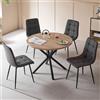 TTATC Set da Pranzo Tavolo da Pranzo Moderno e 4 Sedie da Pranzo,Tavolo da Pranzo Rotondo da 100 cm con 4 Sedie in Similpelle,per Cucina,Sala da Pranzo,Soggiorno,(Marrone chiaro+Grigio scuro)
