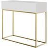Selsey Console Ingresso Tavolo Consolle Con Cassetto A Doghe Struttura Dorata 90 x 79 cm Bianco Veldio