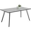 Hela Tische, Oksana - Tavolo da pranzo/cucina, in materiale a base di legno rivestito in melammina, effetto cemento, gambe a V, in metallo di colore nero, 160 x 90 cm