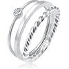 Elli Anelli set da donna, a solitario, cristalli , in argento sterling 925
