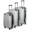 KeepGoon Set di 3 valigie da viaggio, set di valigie con 4 ruote e lucchetto a combinazione, custodia rigida in ABS, trolley con rotelle, manico telescopico S-M-L, grigio., 77×49×28cm, Omicidi