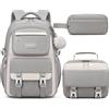 Makukke Zaino per la scuola, per ragazze e adolescenti, set di zaini per la scuola, per ragazzi e ragazze, impermeabile, 30 l, grigio., Scuola