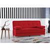 DMORA - Divano letto 3 posti Carlos, Divano contenitore lineare con 2 cuscini inclusi, Sofà da soggiorno apertura click-clack, 190x87xh91 cm, Rosso