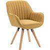 MEUBLE COSY Sedie da Pranzo Girevole a 360° Poltrona da Toelette Imbottite con Schienale e Braccioli per soggiorno cucina ufficio in Tessuto Gambe in Legno, Giallo