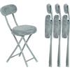 MEUBLE COSY Set di 4 Sedia Pieghevole con Schienale e Poggiapiedi, Imbottiti in Faux Pelliccia, Gambe in Metallo per Cucina, Sala da Pranzo, Soggiorno, Camera da Letto e Ufficio, Grigio
