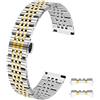 Kai Tian 18mm 20mm 22mm Argento Nero Oro Oro rosa Bracciale bicolore Conico Estremità dritte e curve Cinturino in acciaio inossidabile lucido per uomo Donna
