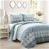 Lush Decor Set copripiumino reversibile in cotone oversize a righe bohemien, blu navy e blu, king size
