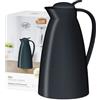 alfi ECO 1,0l,velvet black mat,caraffa thermos con igienico inserto in vetro temprato in plastica,chiusura a vite con pulsante,usabile con una sola mano,ottima come caraffa da caffè e da tè,senza BPA
