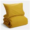 Bianca Plain Dyed Mustard - Set copripiumino 240 x 220 + 50 x 85 (2) + federa per cuscino 50 x 80 (2)