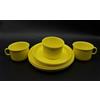 Kimmel Set di stoviglie, colore giallo, per 3 persone, servizio stoviglie; servizio da caffè, stoviglie in plastica; 3 tazze, piatti da 14 cm e 18 cm, plastica