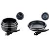 BERGNER Click&Cook Set di 7 padelle e pentole | Manici rimovibili | Rivestimento antiaderente | Adatto per induzione | Nero
