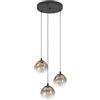 Eglo Lampada a sospensione Ariscani 1, a 3 luce, lampadario per tavolo da pranzo o scala, in metallo nero e vetro color rame, attacco E27, Ø 42,5 cm