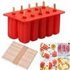 Cozywind Stampi Ice Bar Stampo ghiacciolo Makers 10 set Ice Cream vassoio Popsicle Frozen yogurt bar ideale per la preparazione di ghiaccioli, gelati, sorbetti (Red)