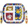 Sorrisini Set di Stoviglie Riutilizzabile Paw, Set Piatti Divisi 3 Pezzi, Set Svezzamento Prima Pappa Bimbo con Piatto, Posate in Acciaio Inox, Piatti in Plastica Adatti per Microonde