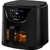 LLIVEKIT Friggitrice ad Aria 5L, Friggitrice Quadrata, con LED Display e Finestra Trasparente, senza Olio con 7 Modalità Preimpostate, Cestello Antiaderente, da 80oC a 200oC, 1500W, Nero